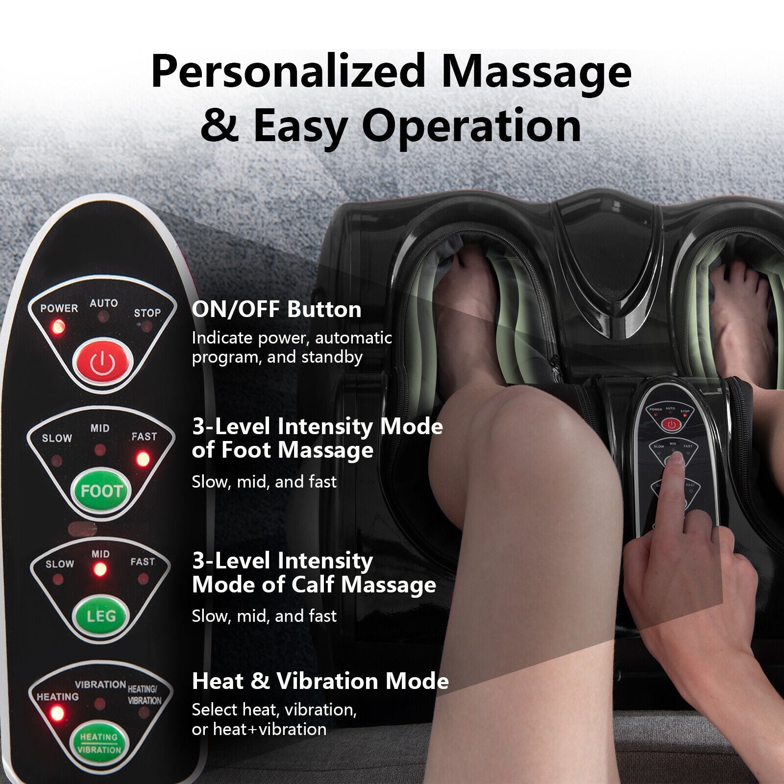 Foot and Calf Massager with Heat Vibration Deep Kneading and Shiatsu - Gallery Canada