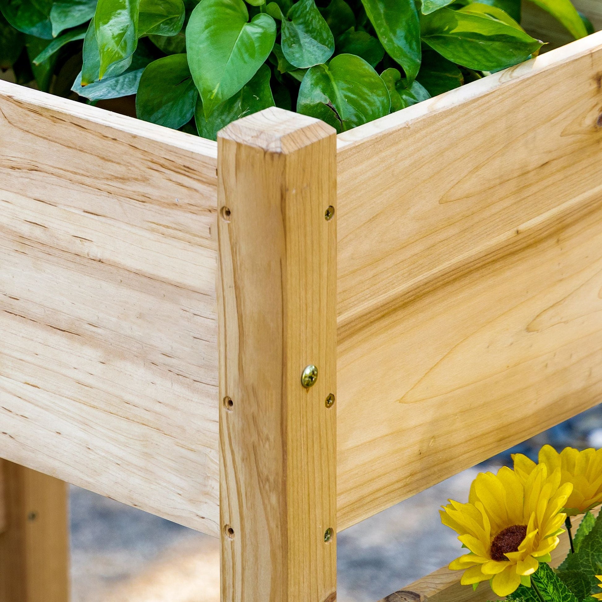 Freestanding Wooden Plant Stand, 3 Tier Raised Garden Bed for Vegetables, Herb and Flowers, Natural at Gallery Canada
