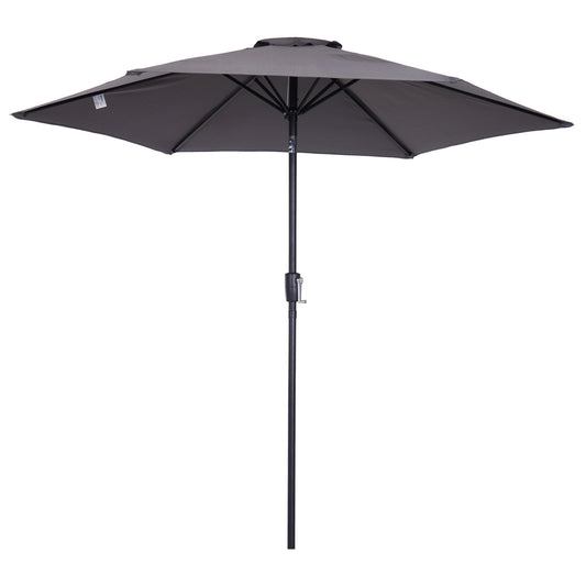8.5' Round Aluminum Patio Umbrella 6 Ribs Market Sunshade Tilt Canopy w/ Crank Handle Garden Parasol Grey at Gallery Canada