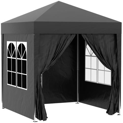 6.6'x6.6' Pop Up Gazebo Canopy Tent with Sidewalls, Instant Sun Shelter, with Carry Bag, for Outdoor, Garden, Patio, Black