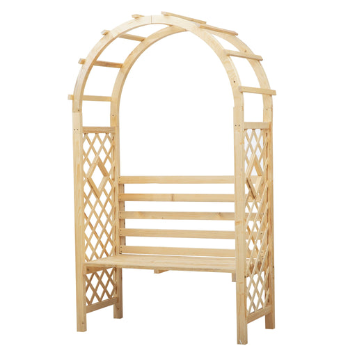 Garden Bench with Arch Wooden Bench Trellis for Vines/ Climbing Plants for Patio Furniture, Front Porch Decor, Garden Arbor and Outdoor Garden Seating, Nature