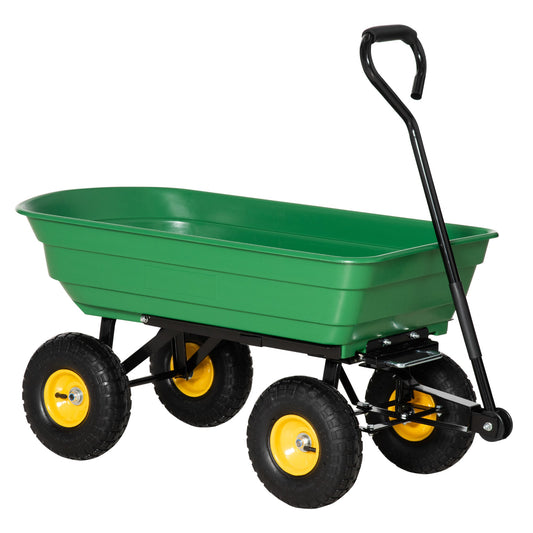 Garden Dump Cart Heavy Duty 440lbs Wagon with Steel Frame and 10'' Pneumatic Tires, Green - Gallery Canada