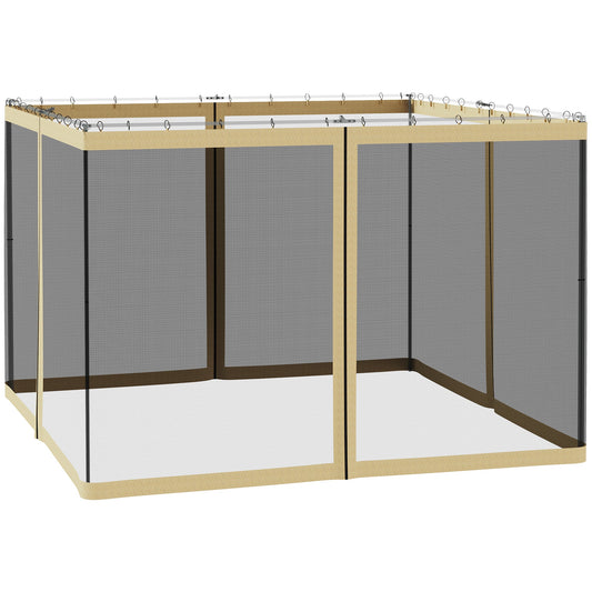 Gazebo Replacement Mosquito Netting 10' x 10' Black Screen Walls for Canopy with Zippers for Parties and Outdoor Activities - Gallery Canada