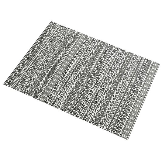 Reversible Outdoor Rug Waterproof Plastic Straw RV Rug with Carry Bag, 9' x 12', Grey and Cream White Boho - Gallery Canada