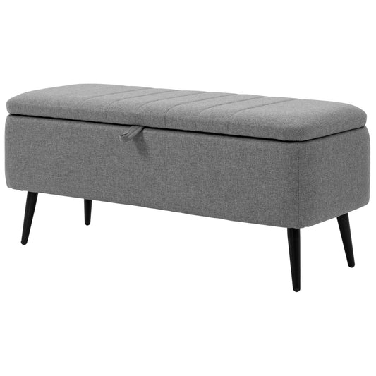 40" Ottoman with Storage, Linen Upholstered Storage Ottoman Bench with Steel Legs for Living Room, Bedroom - Gallery Canada