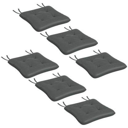 6-Piece Seat Cushion Replacement, Outdoor Patio Chair Cushions Set with Ties, Button Tufted, Charcoal Grey at Gallery Canada