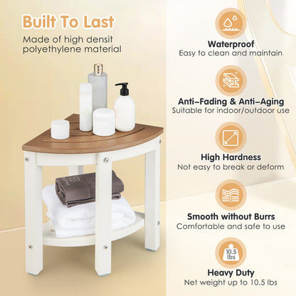 Heavy Duty Corner Shower Bench Stool with Storage Shelf for Shaving Legs at Gallery Canada