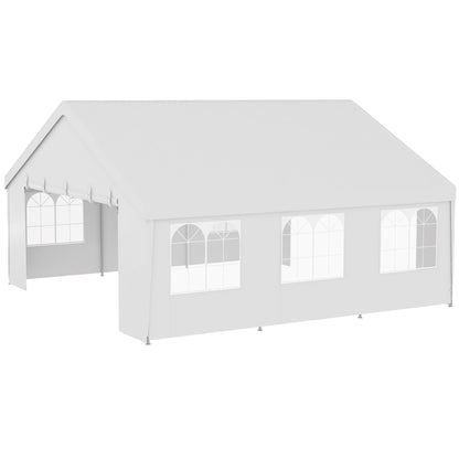 Heavy Duty Party Tent, 19.5' x 19' Large Sun Shade Canopy Tent for Parties, Events, BBQ Grill, White at Gallery Canada