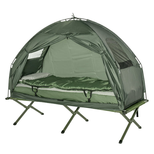 Hiking Tent Camping Bed Cot Combo Portable w/ Sleep Bag Mattress