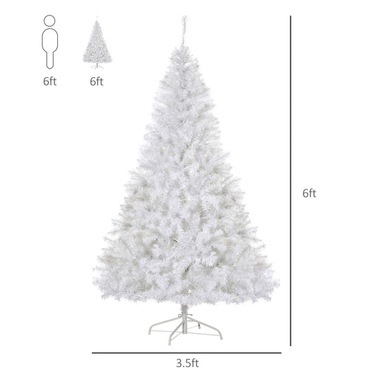 6FT Prelit Artificial Christmas Tree Warm White LED Light Holiday Home Xmas Decoration with Automatic Open, White at Gallery Canada