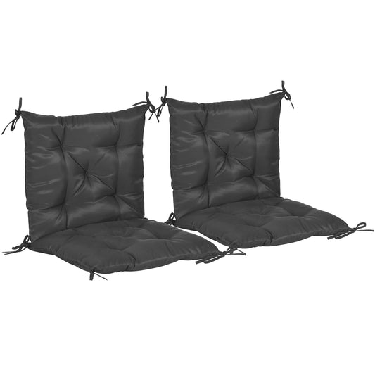 Set of 2 Garden Chair Cushions Comfortable Seat Pad with Backrest for Sunbeds, Rocking Chairs, Loungers for Outdoor &; Indoor Use, Black at Gallery Canada