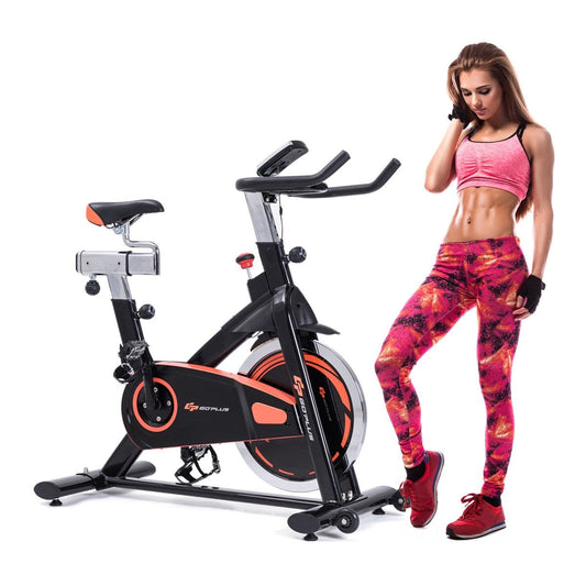 Indoor Fixed Aerobic Fitness Exercise Bicycle with Flywheel and LCD Display - Gallery Canada