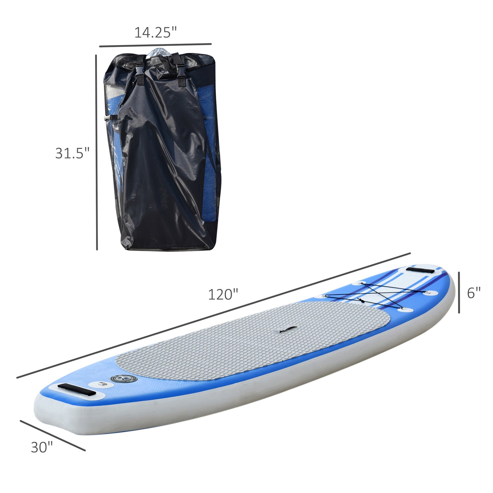 Inflatable Paddle Board, 120'' x 30" x 6" Stand Up Paddle Board Lightweight &; Foldable w/ ISUP Accessories &; Carry Bag, Aluminum Paddle, Fix Accessories Set, Air Pump, Leash at Gallery Canada