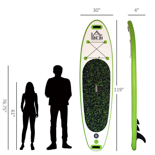 Inflatable Paddle Board, 120''×30"×4" Stand Up Paddle Board Lightweight &; Foldable w/ ISUP Accessories &; Carry Bag, Aluminum Paddle, Fix Set, Air Pump, Leash - Gallery Canada