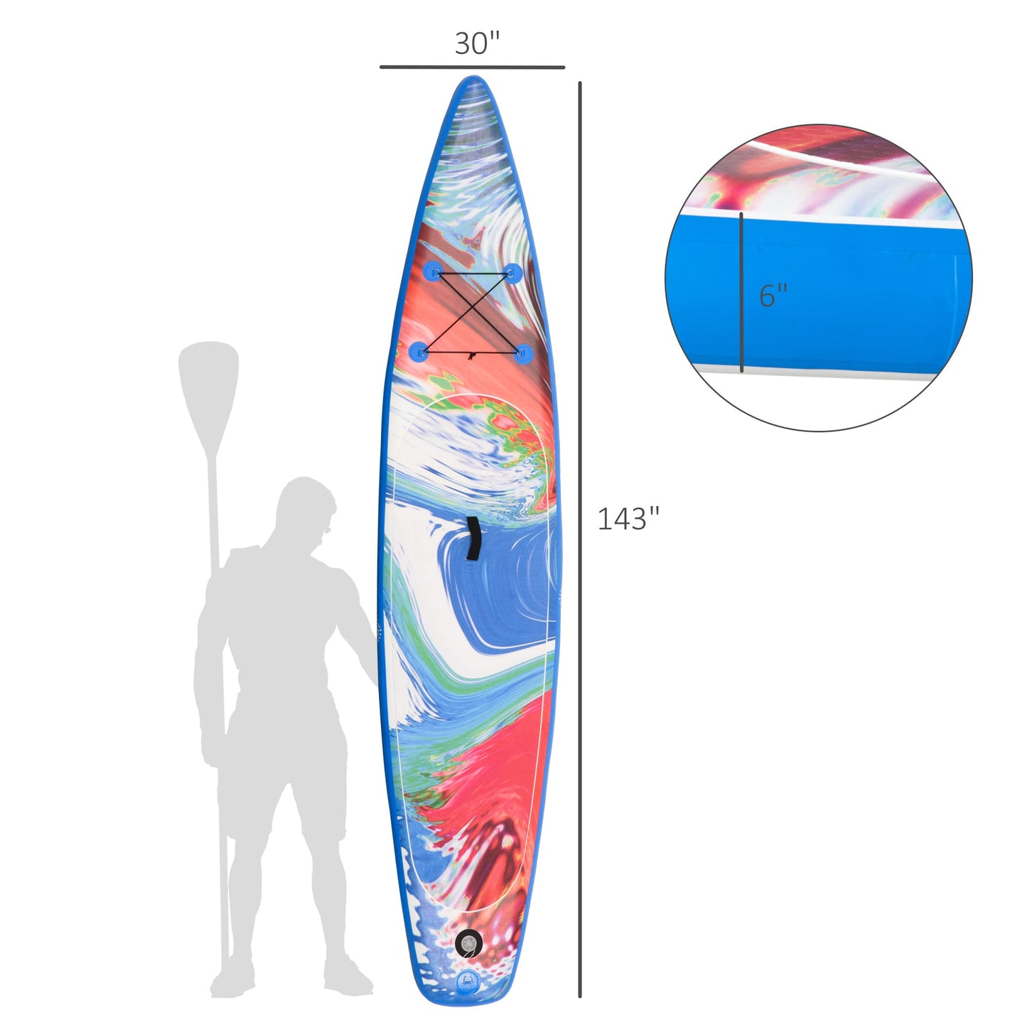 Inflatable Paddle Board, Stand Up Paddle Board Adjustable Aluminum Paddle Non-Slip Deck Colorful Spray-painting Board with ISUP Accessories &; Carry Bag, 11'9'' x 30" x 6", Blue at Gallery Canada