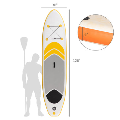 Inflatable Paddle Board, Stand Up Paddle Board Adjustable Aluminum Paddle Non-Slip Deck Spray-painted Board, with ISUP Accessories &; Carry Bag, 10'5'' x 30" x 6", Yellow at Gallery Canada