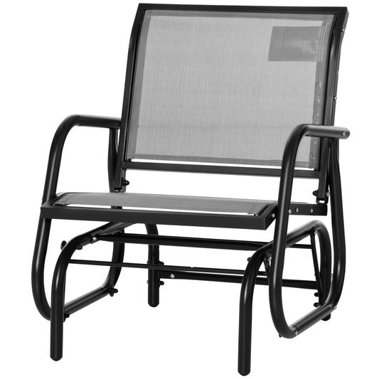 Patio Glider with Breathable Mesh Fabric Seat &; Backrest, Metal Frame Outdoor Glider Swing Chair with Curved Armrests, for Lawn, Garden, Porch, Backyard, Poolside, Light Grey at Gallery Canada
