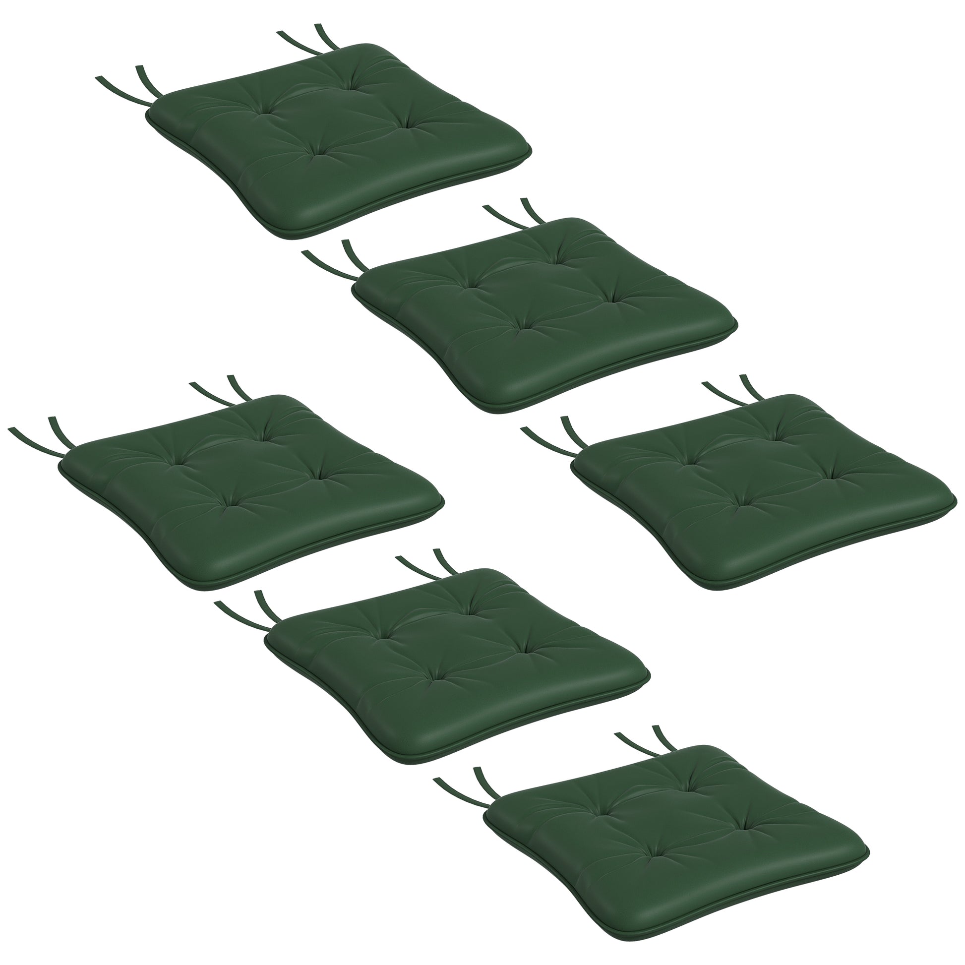6-Piece Seat Cushion Replacement, Outdoor Patio Chair Cushions Set with Ties, Button Tufted, Dark Green at Gallery Canada