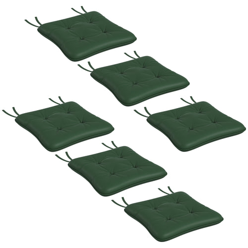 6-Piece Seat Cushion Replacement, Outdoor Patio Chair Cushions Set with Ties, Button Tufted, Dark Green