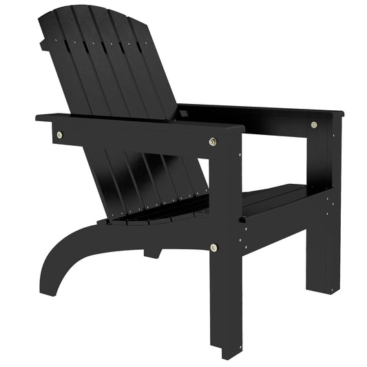 Adirondack Patio Chair, Outdoor Poplar Hard Wood Fire Pit Chair, Pre-Assembled Backrest Chaise Adirondack with High-back, Large Seat, for Deck, Garden, Black - Gallery Canada
