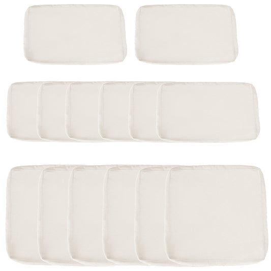 Outdoor 14pc Patio Rattan Sofa Set Cushion Polyester Cover Replacement Set - No Cushion Included, Cream White at Gallery Canada