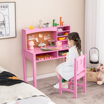 Kids Desk and Chair Set with Hutch and Bulletin Board for 3+ Kids - Gallery Canada