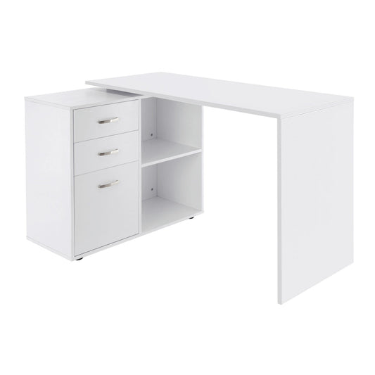 L-Shaped Desk, Computer Corner Desk with Storage Shelf, Drawer, PC Table Home Office Workstation, White at Gallery Canada