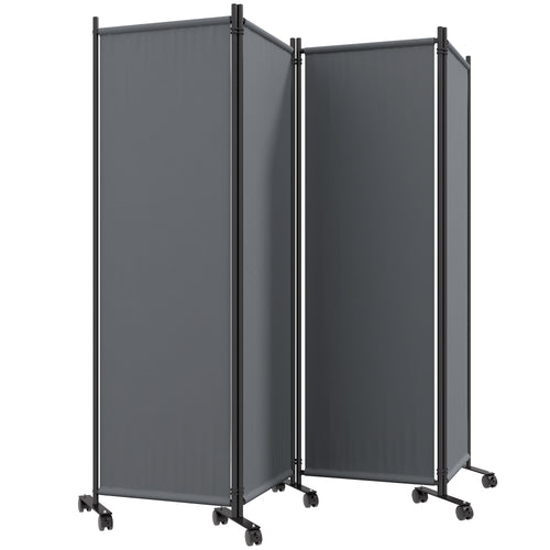 Folding Room Divider with Castor Wheels, Rolling Privacy Screen for Patio Backyard Pool Hot Tub, 5.6ft Tall