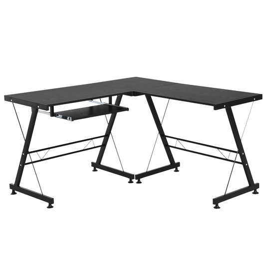 Large L-Shaped Desk Computer Desk, Multifunctional Computer Table with Keyboard Corner Table, Sturdy Steel Construction, Black at Gallery Canada