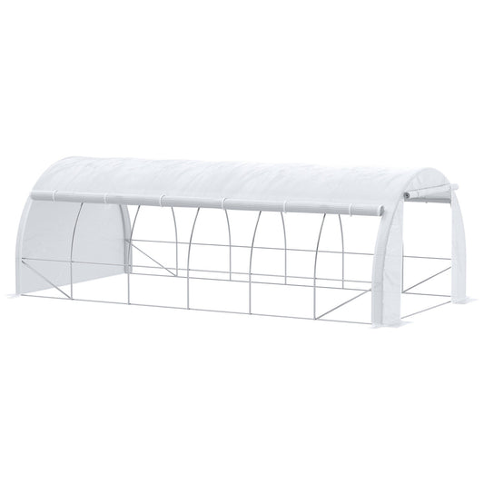 Large Walk-in Greenhouse, 20'x10'x6.6' Tunnel Greenhouse with Zippered Door and 12 Roll-up Windows, Outdoor Green House for Garden Plant, White - Gallery Canada