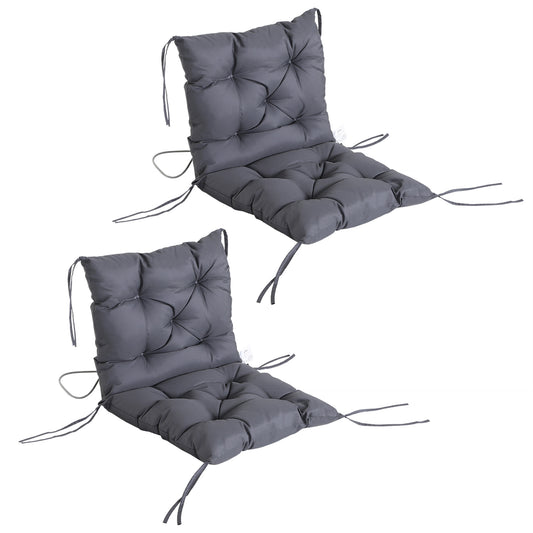 Set of 2 Garden Chair Cushions Comfortable Seat Pad with Backrest for Sunbeds, Rocking Chairs, Loungers for Outdoor &; Indoor Use, Grey at Gallery Canada
