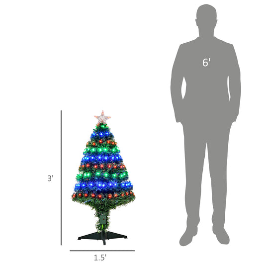 3FT Pre-lit LED Optical Fiber Christmas Tree Artificial Holiday Décor with Stand at Gallery Canada