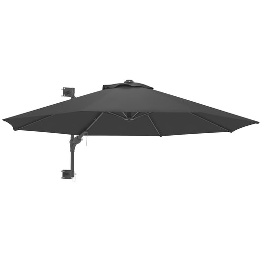 9.6 x 9.6 ft Wall Mounted Umbrella with Rotate, Patio Market Umbrella Parasol for Outdoor with Crank, Charcoal Grey at Gallery Canada