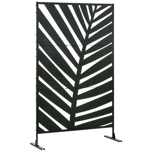 Metal Outdoor Privacy Screen, Decorative Outdoor Divider with Stand and Expansion Screws, Freestanding Privacy Panel for Garden Backyard Deck Pool Hot Tub, Banana Leaf Style - Gallery Canada