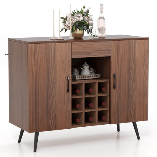Mid-century Modern Buffet Sideboard Server Cabinet with 9-Bottle Wine Rack at Gallery Canada