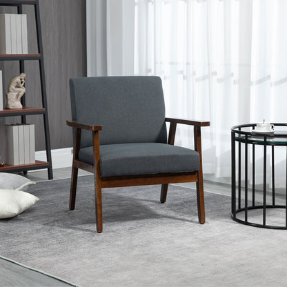 Modern Accent Chairs with Cushioned Seat, Upholstered Linen-Feel Armchair for Bedroom, Living Room, Dark Gray at Gallery Canada