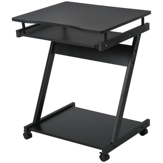 Movable Computer Desk with 4 Moving Wheels Sliding Keyboard Tray Home Office Workstation Black at Gallery Canada