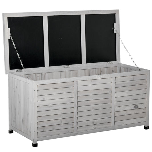 75 Gallon Wooden Storage Box patio Deck Box Bench, Garden Backyard Outdoor Storage Container with Aerating Gap &; Weather-Fighting Finish, Gray at Gallery Canada