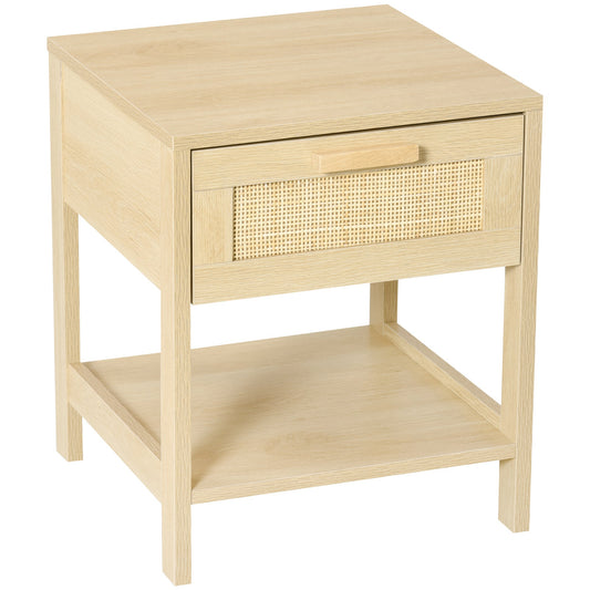 Narrow Nightstand, Bedside Table with Drawer and Storage Shelf for Bedroom, Natural at Gallery Canada