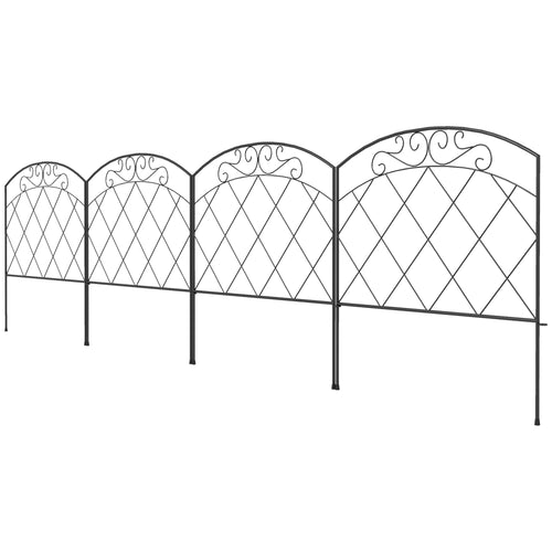 4 Pack Garden Fencing for Yard, Decorative Fence Panels as Animal Barrier and Flower Edging, Swirls