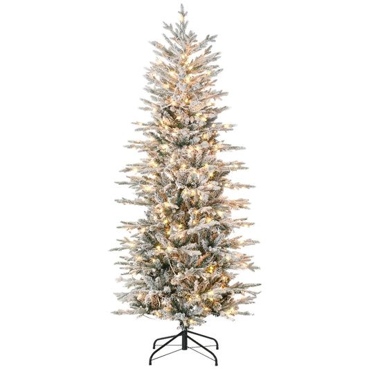6' Pre Lit Artificial Flocked Christmas Trees, with Snow Branches, Warm Yellow Clear Lights, Auto Open, Extra Bulb at Gallery Canada