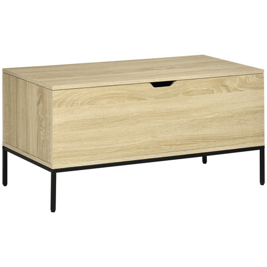 Storage Bench, Lift Top Storage Chest, Shoe Bench with Safety Hinges and Steel Legs, Storage Trunk for Bedroom, Entryway, 35.4x17.7x17.7 Inches, Natural - Gallery Canada