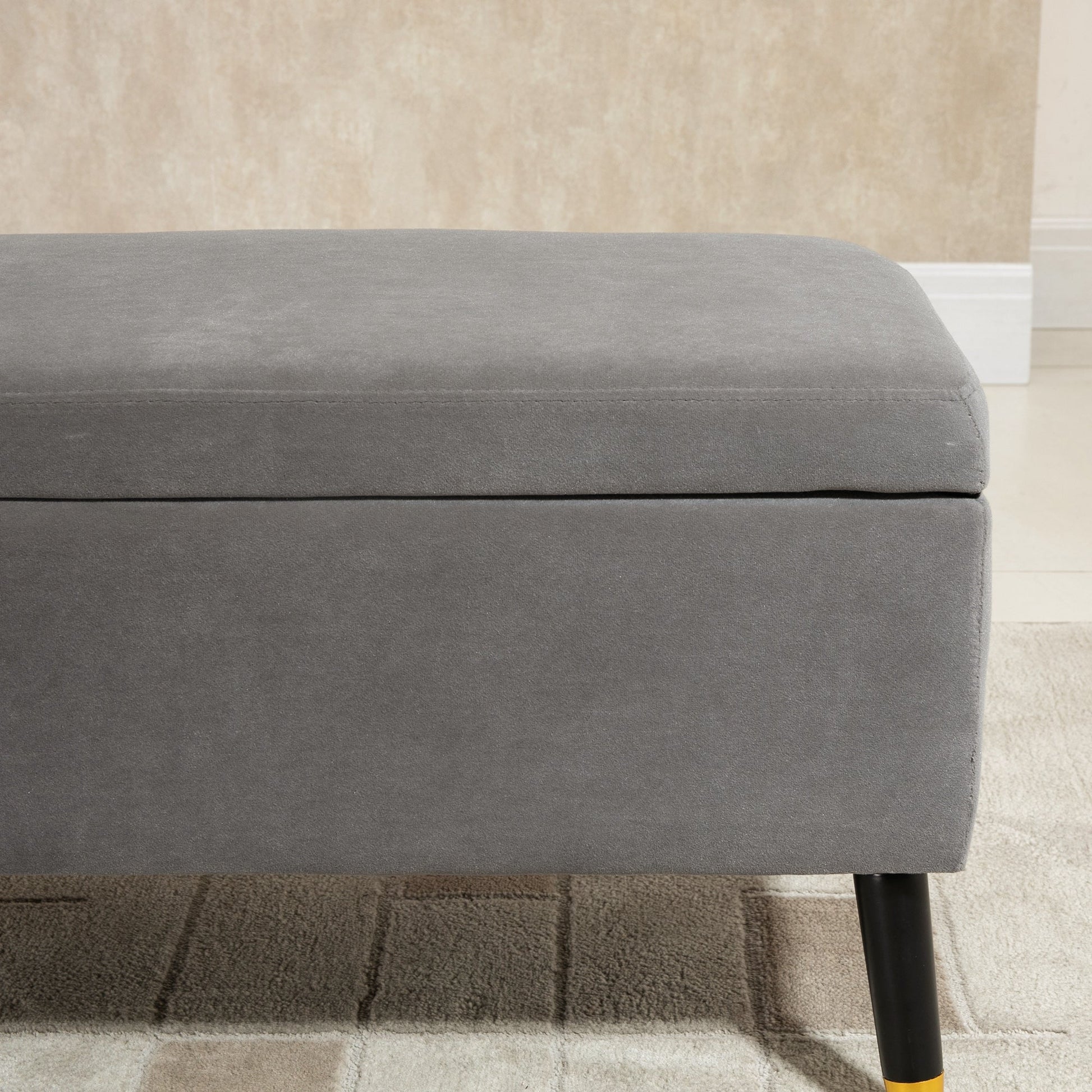 Ottoman Bench with Storage, Fabric Footrest Shoe Bench with Hinged Lid, Lift Top Bed Bench for Entryway Living Room, Charcoal Grey at Gallery Canada