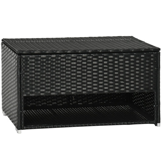 Outdoor Deck Box, 81 Gallon Storage Box Cabinet, Waterproof PE Rattan Wicker w/ Shoe Layer &; Inner Liner, Black at Gallery Canada
