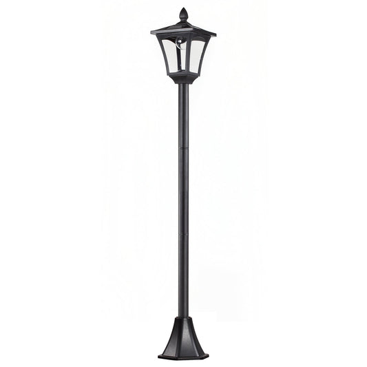 Outdoor Garden Solar Post Lamp, Light Sensor Dimmable LED Lantern Bollard Pathway 63" Tall, Black - Gallery Canada