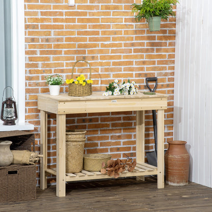 Outdoor Potting Bench Wood Potting Table with Hidden Storage Box &; Lower Shelf for Garden, Yard, Greenhouse at Gallery Canada