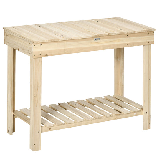 Outdoor Potting Bench Wood Potting Table with Hidden Storage Box &; Lower Shelf for Garden, Yard, Greenhouse - Gallery Canada