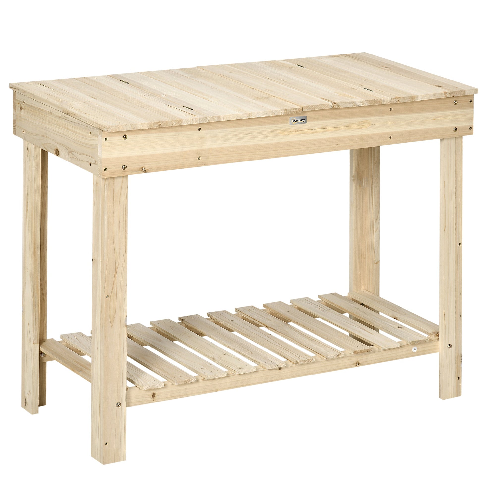 Outdoor Potting Bench Wood Potting Table with Hidden Storage Box &; Lower Shelf for Garden, Yard, Greenhouse at Gallery Canada