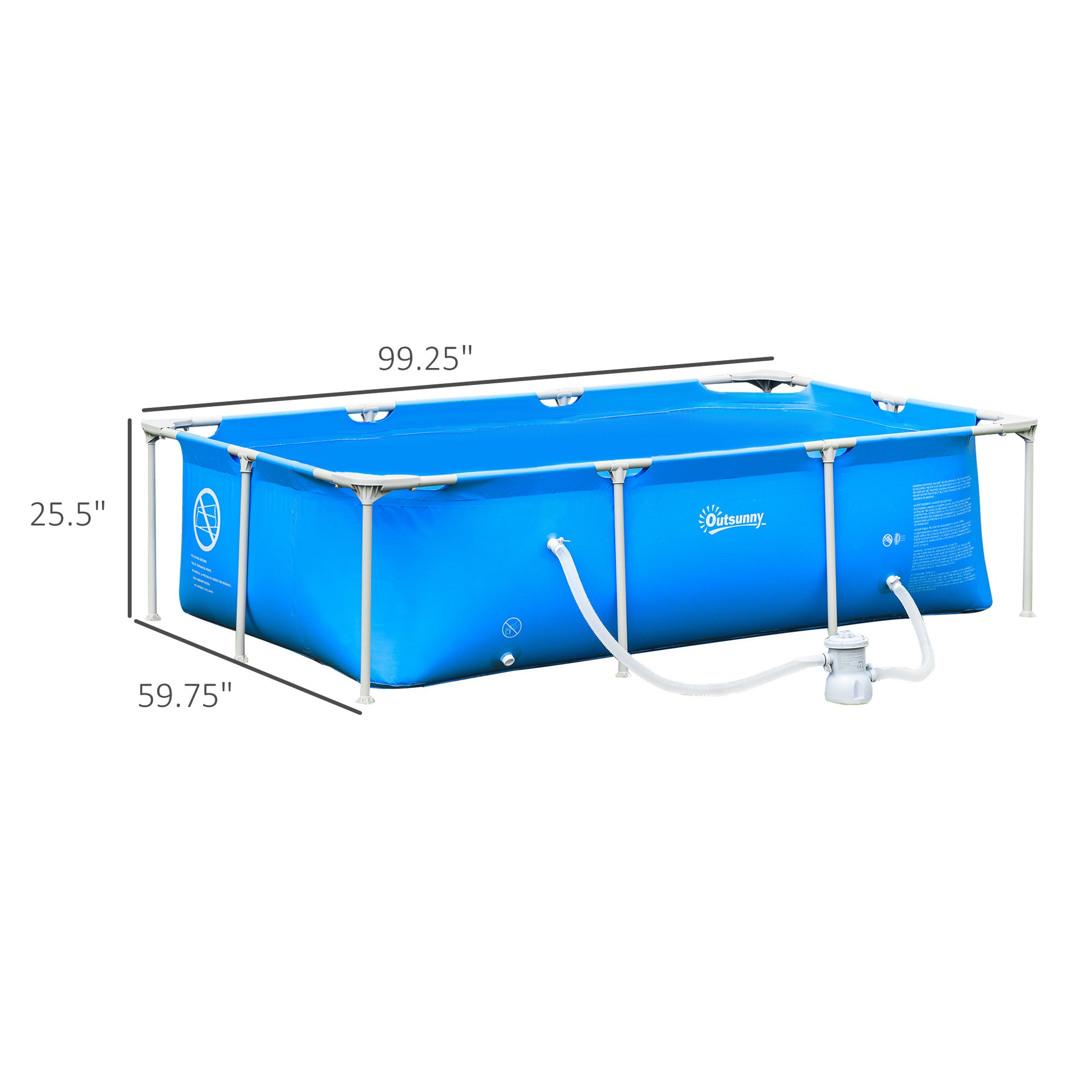 8.3ft x 5ft x 26in Frame Above Ground Swimming Pool Set with Filter Pump Filter Cartridge Reinforced Sidewalls Blue at Gallery Canada