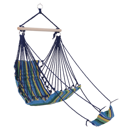 Patio Hammock Chair, Hanging Hammock Padded Seat Air Deluxe Sky Swing with Footrest for Any Indoor or Outdoor Spaces Camping Sleeping Reclining Chair